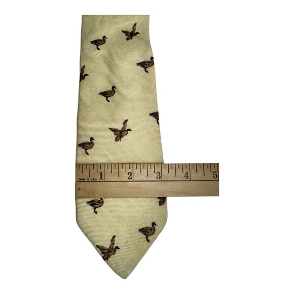 Vintage Polo Ralph Lauren Yellow Silk Wool Challis Mallard Duck Club Tie - Picture 5 of 5